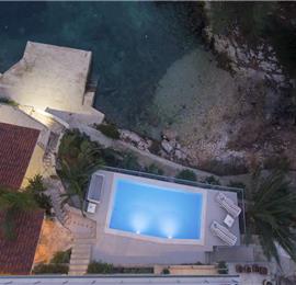 Luxury 6 Bedroom Seafront Villa with pool and Separate Apartment along Secluded Beach near Hvar Town, Sleeps 10-12